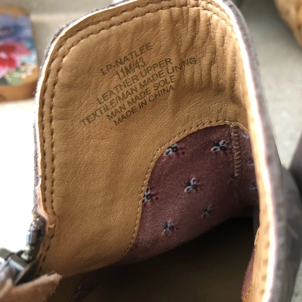 Lucky Brand Natlee Gray Block Heel Boots